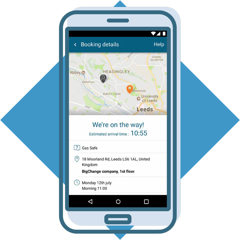 Customer booking portal on smartphone