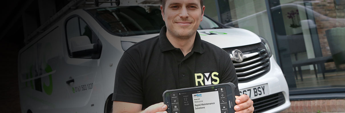 RMS employee using a BigChange mobile device